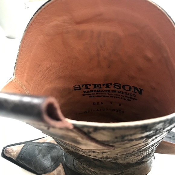 Stetson Multi Pattern Leather Pointed Toe Boots - Picture 6 of 6